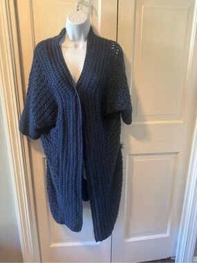 Cozy Navy Open-Front Chunky Knit Cardigan